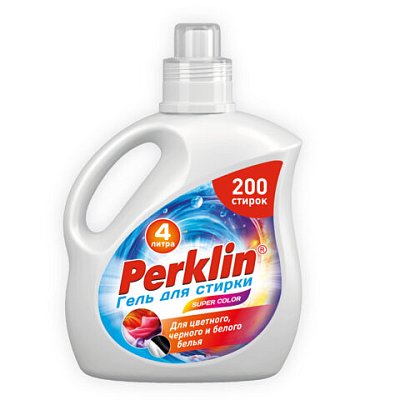 Гель для стирки для всех типов тканей, 200 стирок, 4 л, PERKLIN SUPER COLOR