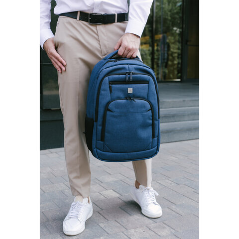 Рюкзак HEIKKI SECURE (ХЕЙКИ) универсальный, отделение для ноутбука, синий, 46×31x19 см