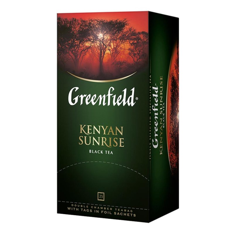 Чай GREENFIELD «Kenyan Sunrise» (Рассвет в Кении), черный, 25 пакетиков в конвертах по 1,5 г
