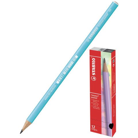 Карандаш чернографитный STABILO, 1 шт., «Schwan Pastel», HB, корпус пастельный голубой