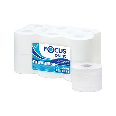 Бумага туалетная Focus Point с лист. подачей, 2 слойн, 120 м/рул, тиснение, белая