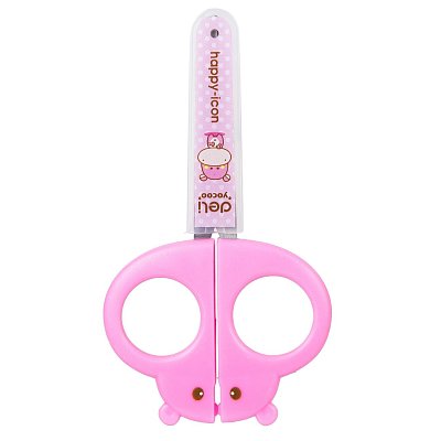 Ножницы детские 128мм Deli E6032, симметр. пласт. ручки, защитн. колп, розовый