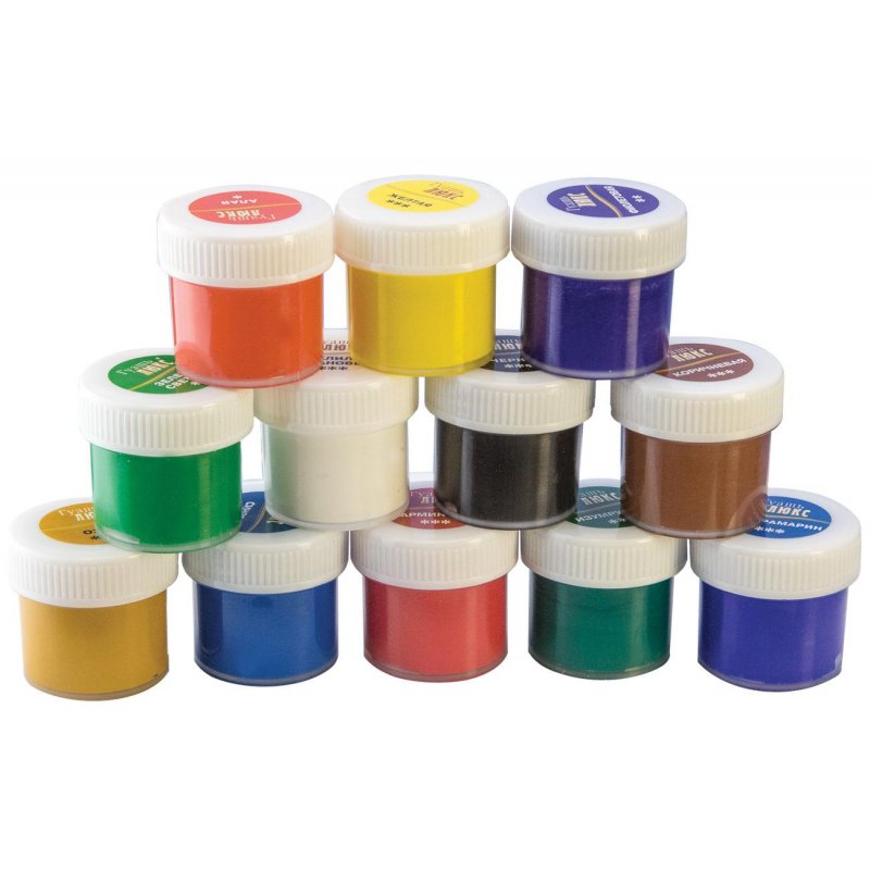 Гуашь художественная ЛУЧ «Люкс», 12 цветов по 20 мл, на гуммиарабике