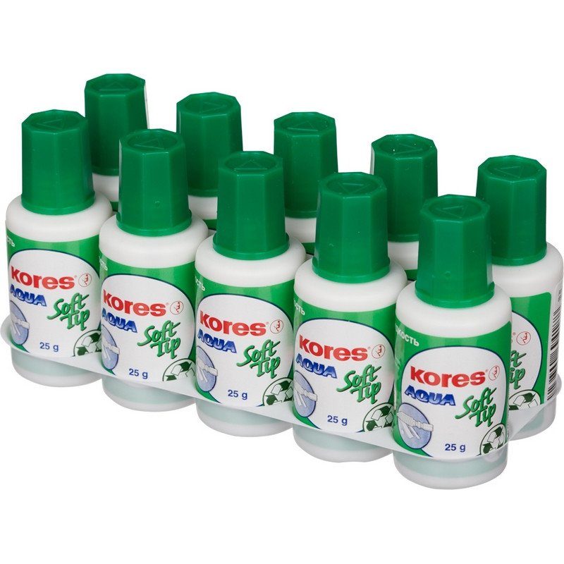 Корректирующая жидкость (штрих) Kores Aqua Soft Tip (20мл, на водной основе)