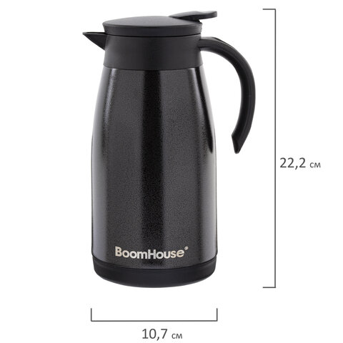 Чайник-термос 1 л, BOOMHOUSE (БУМХАУС) COFFEE BREAK, нержавеющая сталь SUS304, черный, ТЕРМОЧАЙНИК