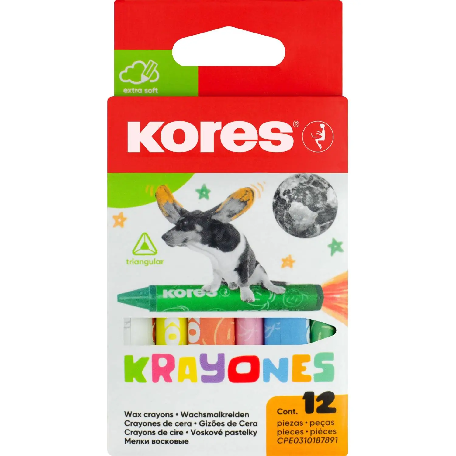 превью Мелки восковые Kores Krayones трехгранные 12 цветов