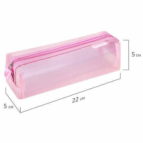 Пенал-тубус BRAUBERG, сетка, 22×5х5 см, розовый