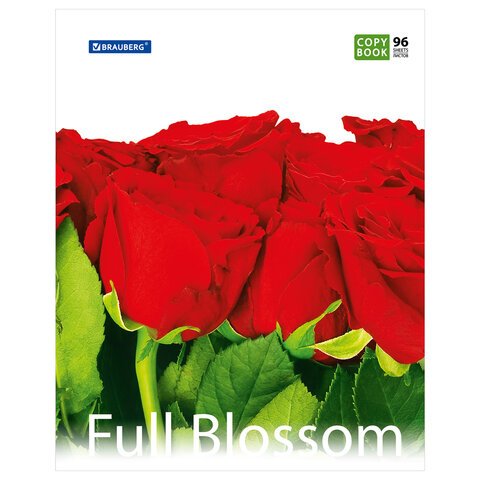 Тетрадь 96 л. BRAUBERG, клетка, обложка мелованный картон, «Full Blossom» («Цветы»), 5 видов