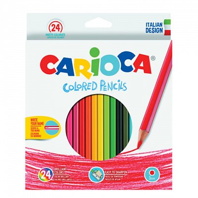 Карандаши цветные CARIOCA (Италия), 24 цвета, грифель 3 мм, шестигранные, заточенные, европодвес