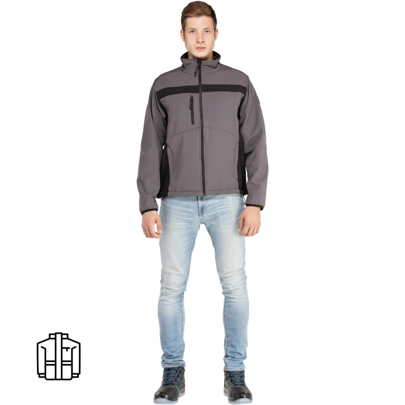 превью Куртка муж демисезонная софтшел LULEA cер/черн р.3XL(арт. LULE2GR3X)