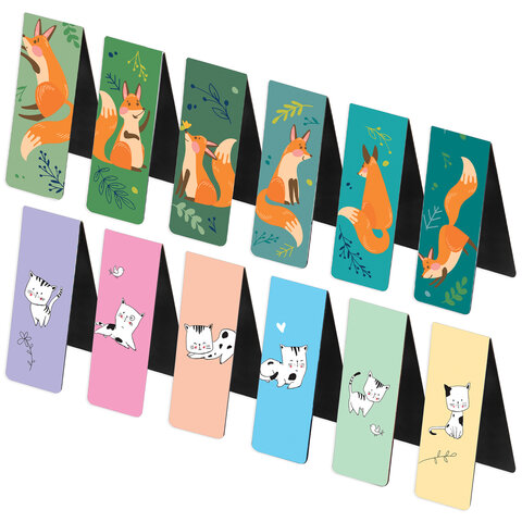 Закладки для книг МАГНИТНЫЕ, «ANIMALS», набор 30 шт., 60×20 мм, BRAUBERG