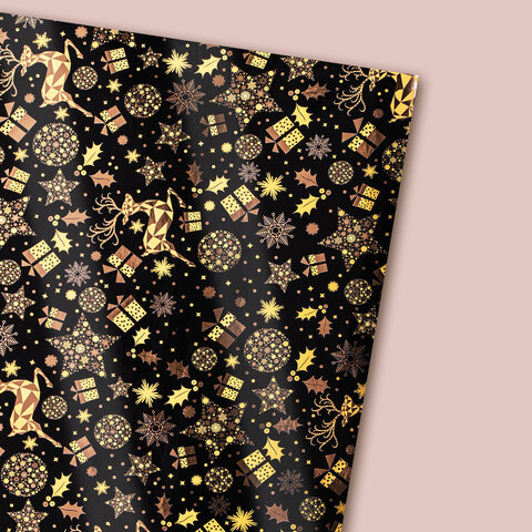 Бумага упаковочная С ЭФФЕКТАМИ новогодняя НАБОР 3 шт. «Хmas Pattern», 70×100 см, ЗОЛОТАЯ СКАЗКА