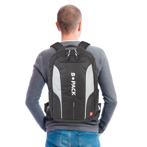 Рюкзак B-PACK «S-04» (БИ-ПАК) универсальный, с отделением для ноутбука, влагостойкий, черный, 45×29×16 см