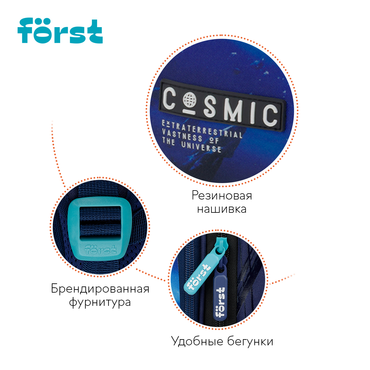 Ранец Först F-Top облегченный «Cosmic» 36×28×15см, 2 отделения, 2 кармана, анатомическая спинка