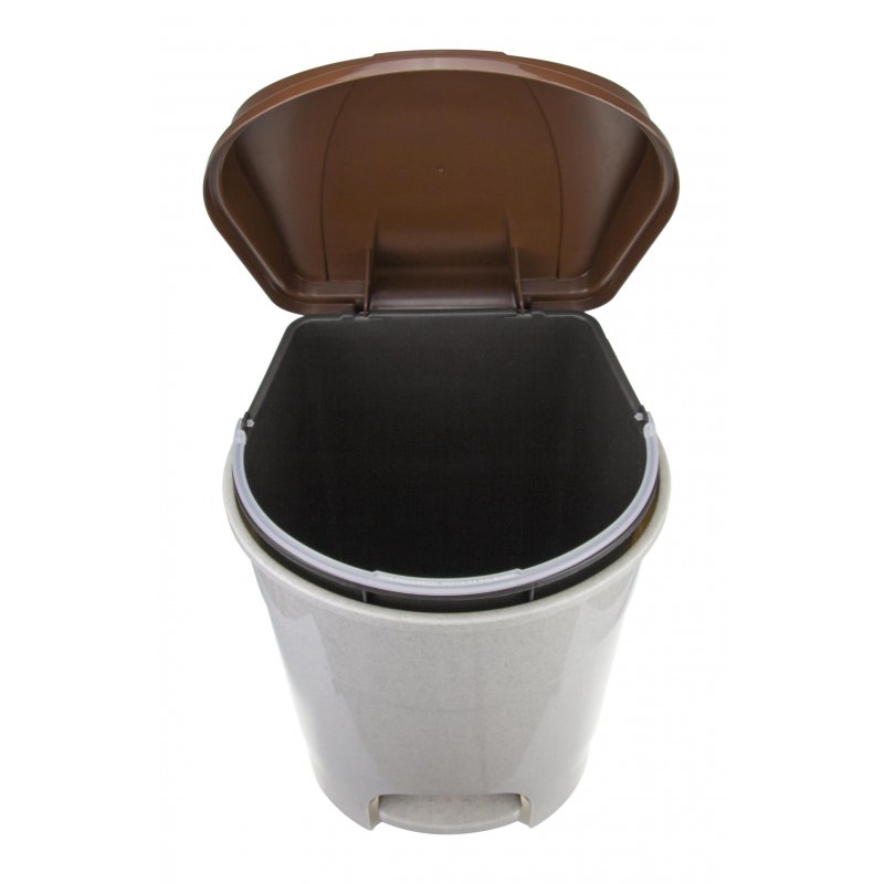 Ведро мусорное с педалью 19л пластиковое, бежевый мрамор