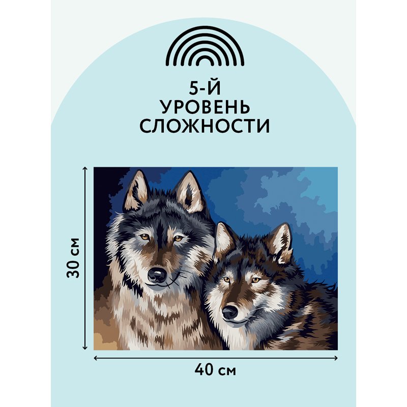 Картина по номерам на холсте ТРИ СОВЫ «Волки», 30×40, с акриловыми красками и кистями