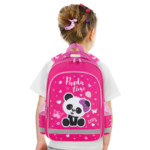 Рюкзак ПИФАГОР SCHOOL, 1 отделение, 3 кармана, «Panda time», 38×28×14 см