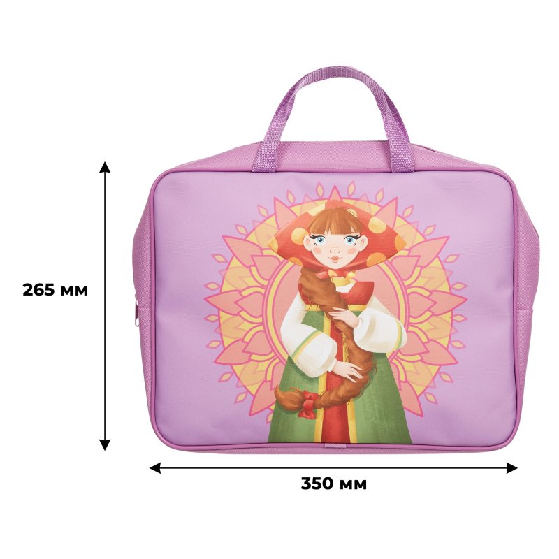 Папка для тетрадей КОМУС Три богатыря Любава, А4, на молн, ткань,75мм, ПМД-4-20