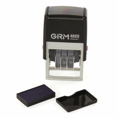 Датер-мини месяц буквами, оттиск 22×4 мм синий, GRM 4820