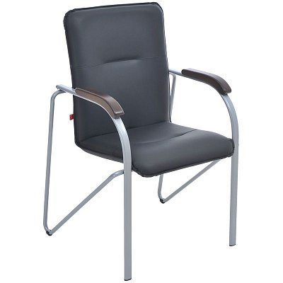 Стул Фабрикант «Самба», каркас алюм., обивка кожзам черный BOX1