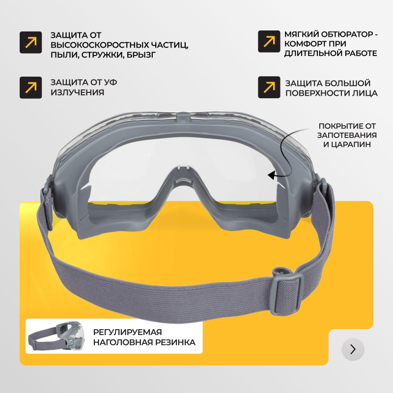 Очки защитные закрытые панорамые с увелич линзой I-PROTECT PRO (ОЧК901)