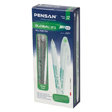 Ручка шариковая масляная PENSAN «Global-21», корпус прозрачный, узел 0.5 мм, линия письма 0.3 мм