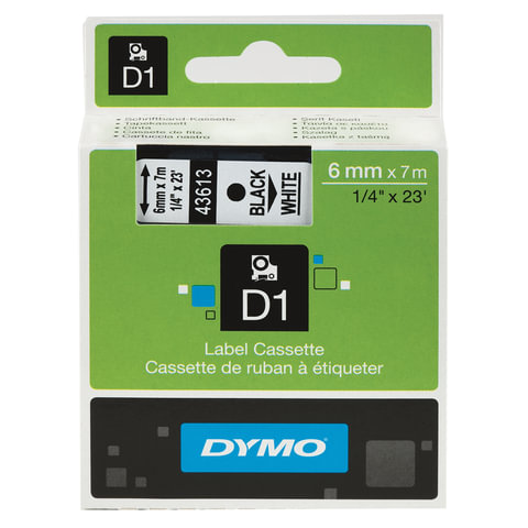 превью Картридж для этикет-принтера Dymo S0720780 D1 (6 мм х 7 м, черный шрифт, белая лента)