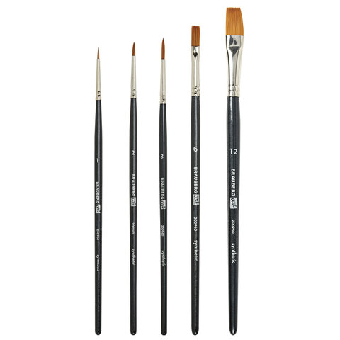 Кисти художественные набор 5 шт., синтетика, BRAUBERG ART CLASSIC