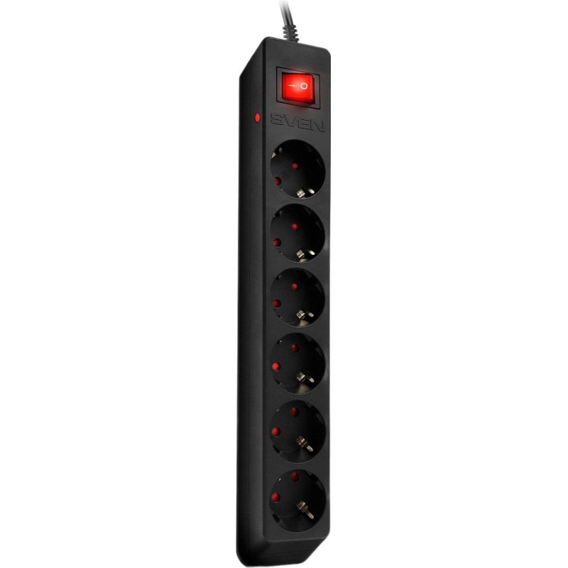 превью Сетевой фильтр SVEN Optima 5.0 м (5м/6р с защит шторки) черный(SV-021030)