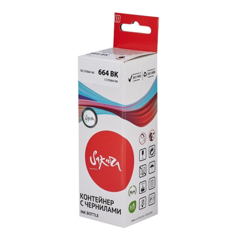 Чернила Sakura C13T66414A (664 BK) чер. для Epson L100/200/300