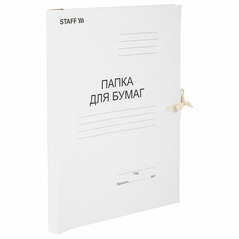 превью Папка для бумаг с завязками картонная STAFF, гарантированная плотность 220 г/м2, до 200 л. 