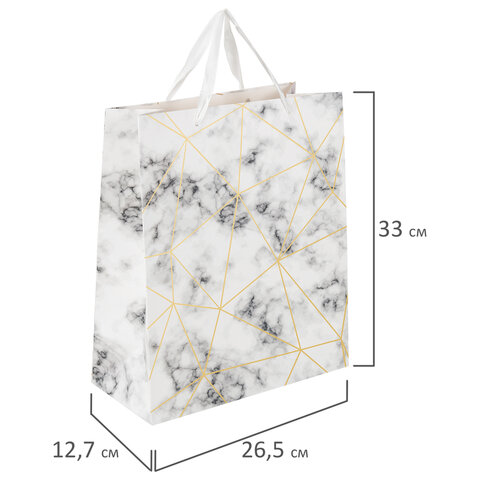 Пакет подарочный 26.5×12.7×33 см ЗОЛОТАЯ СКАЗКА «Golden Marble», тиснение фольгой