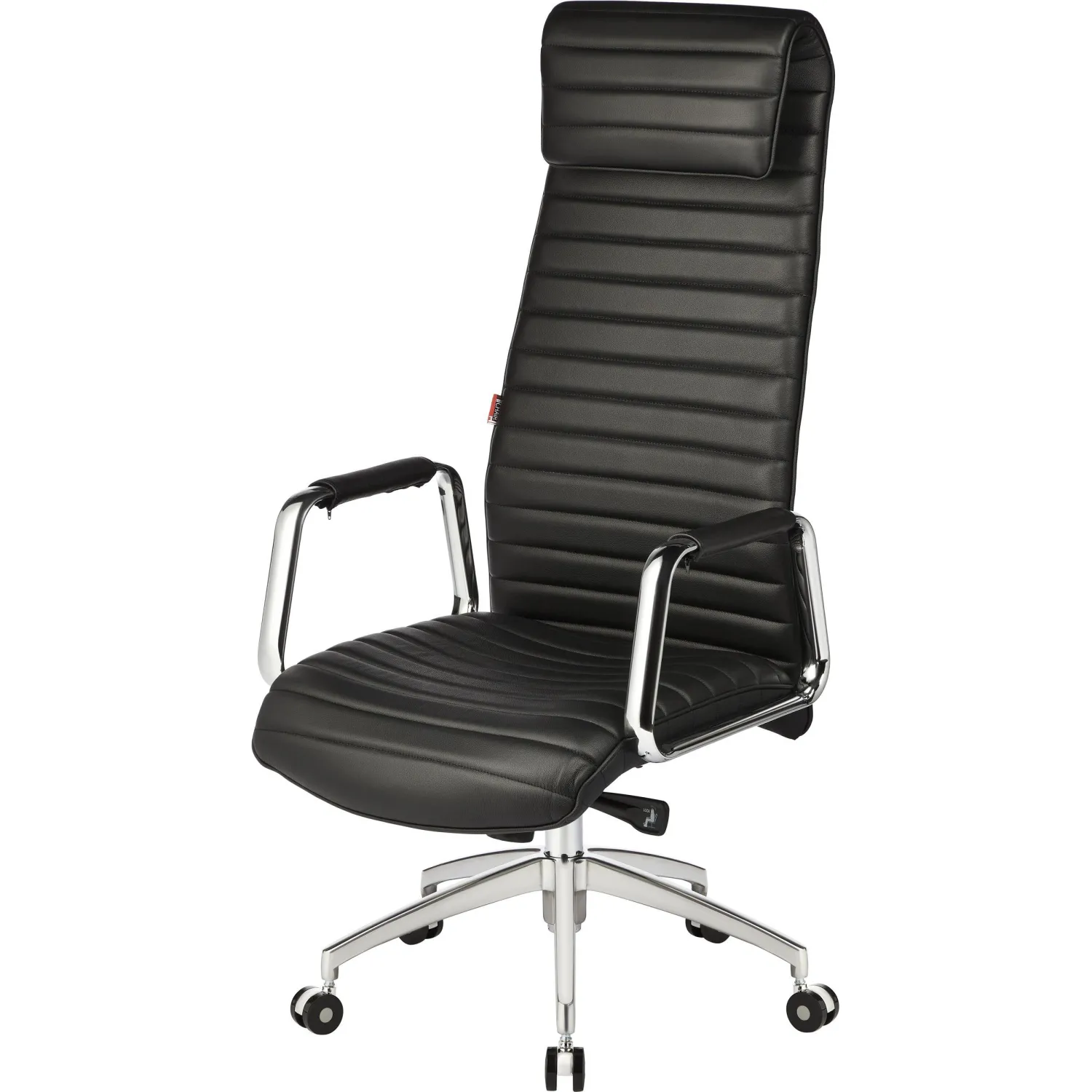 превью Кресло для руководителя Комус Мебель (Easy Chair) 528 чёрное (натуральная кожа с компаньоном, алюминий)