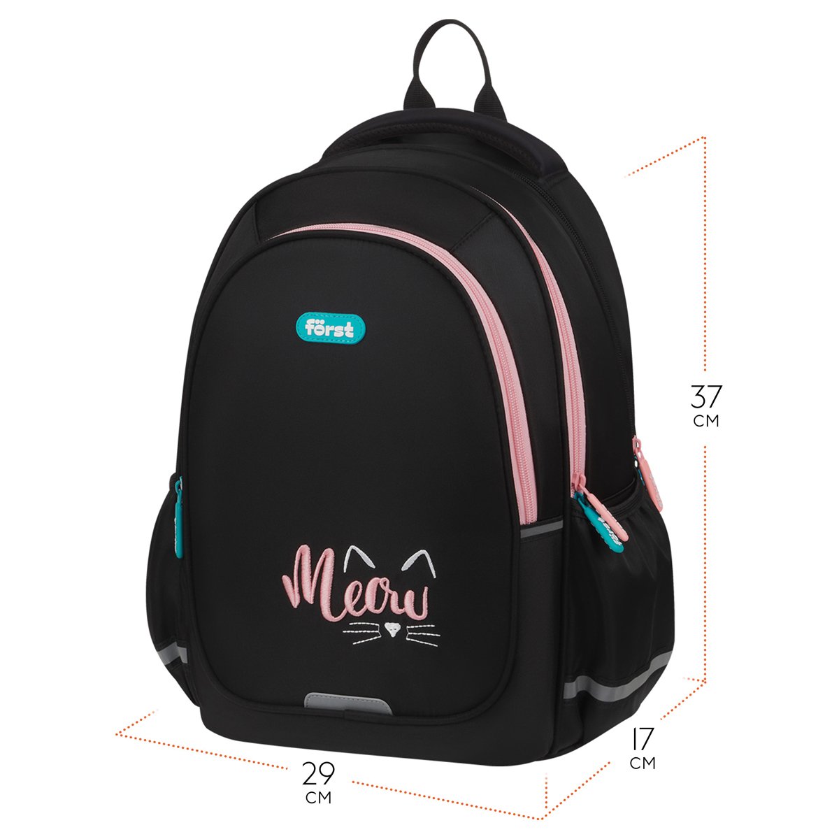 Рюкзак Först F-Cute «Meow» 37×29×17см, 3 отделения, 2 кармана, анатомическая спинка