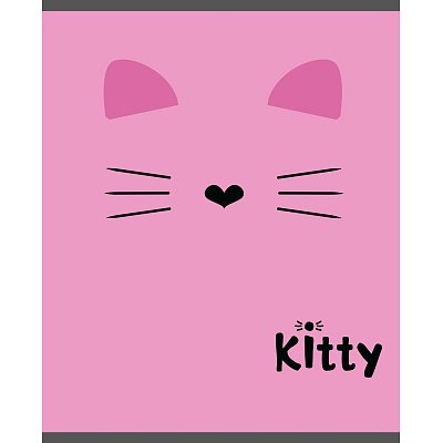 Тетрадь общая А5 48л Kitty роз, клет, скреп, ВД-лак