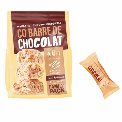 превью Конфеты мультизлаковые CO BARRE DE CHOKOLAT с белой глазурью, 135 г