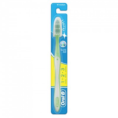 Зубная щетка ORAL-B (Орал-Би) 1-2-3 «Чистота-Свежесть-Сила», средняя
