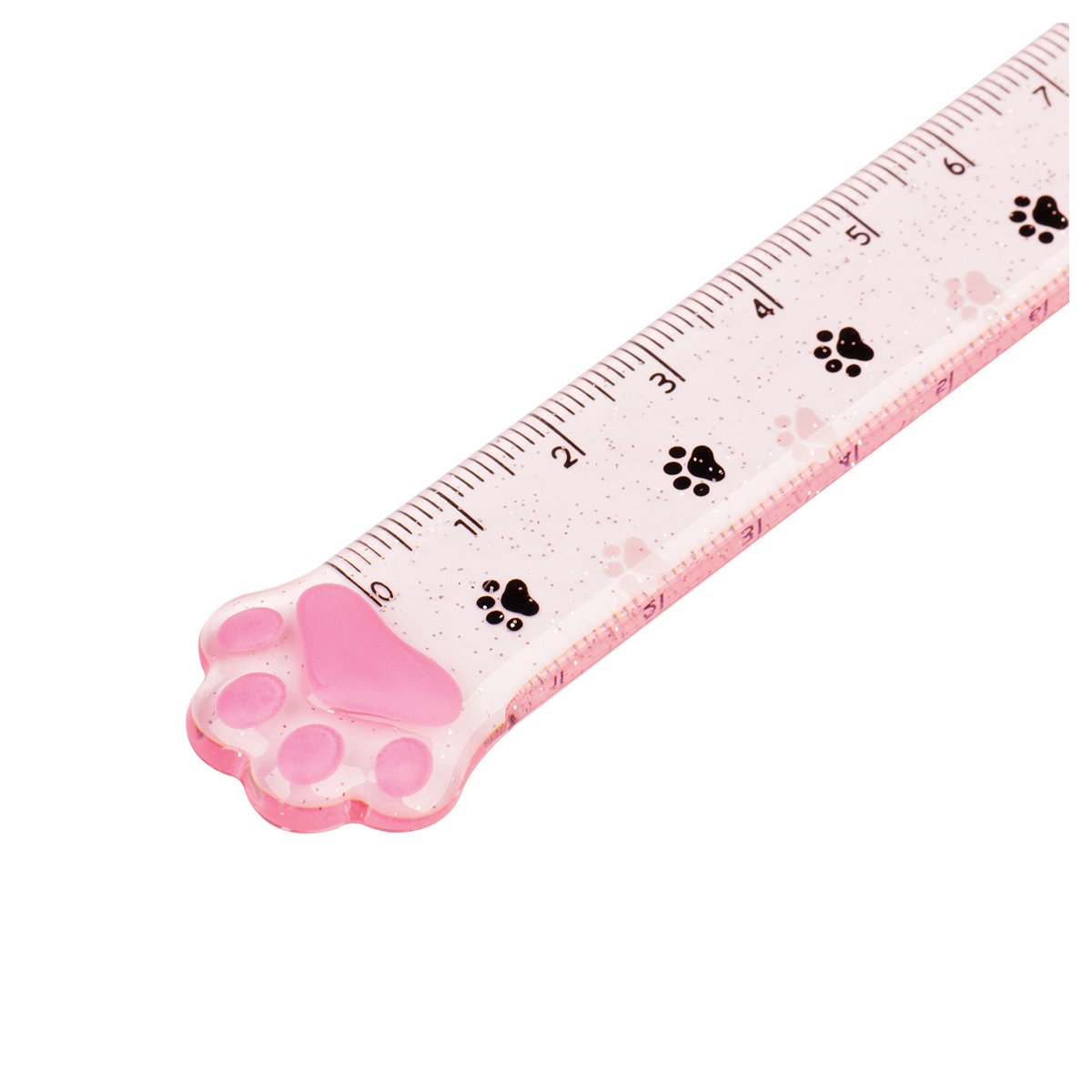Линейка 15см MESHU «Paw», пластиковая, тонированная, с блестками, европодвес