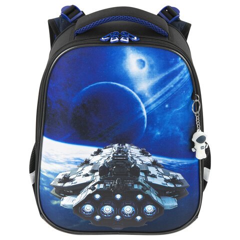 Ранец BRAUBERG PREMIUM, 2 отделения, с брелком, «Spaceship», 38×29х16 см