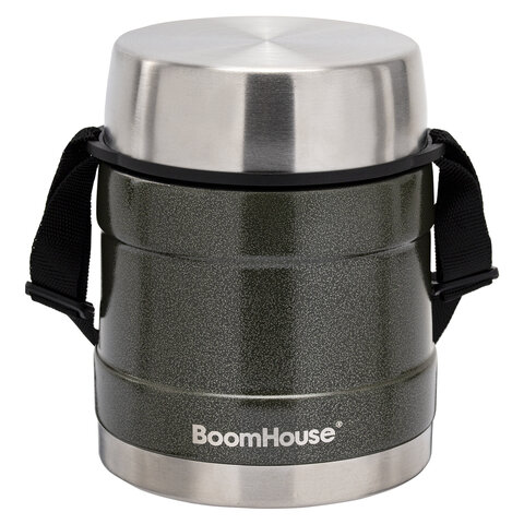 Термос 1 л для еды/напитков с широким горлом, BOOMHOUSE (БУМХАУС) RIBBED, контейнер, нержавеющая сталь SUS304