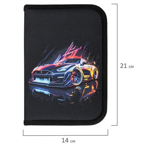 Пенал BRAUBERG, 1 отделение, полиэстер, 21×14 см, «Neon drift»