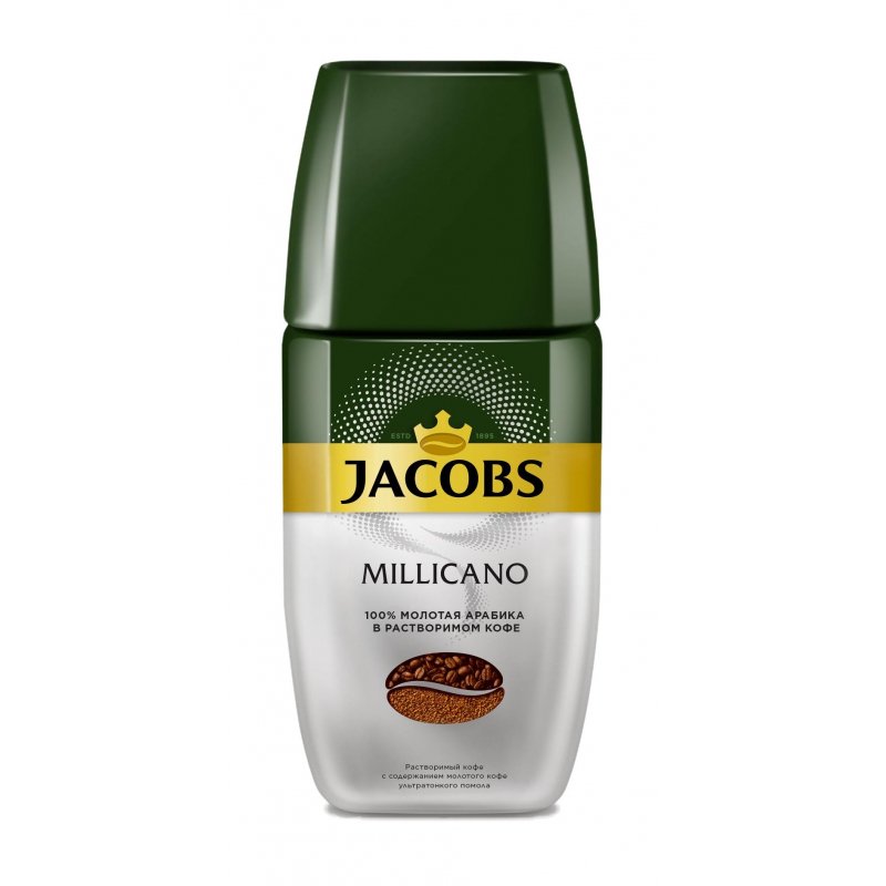 Кофе растворимый Jacobs «Monarch »Millicano", сублимированный, с молотым, стеклянная банка, 160г