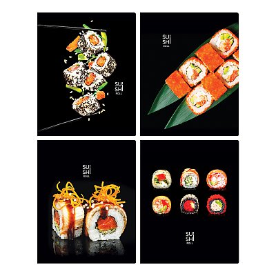Тетрадь 48л., А5, клетка BG «Sushi roll», выб. лак