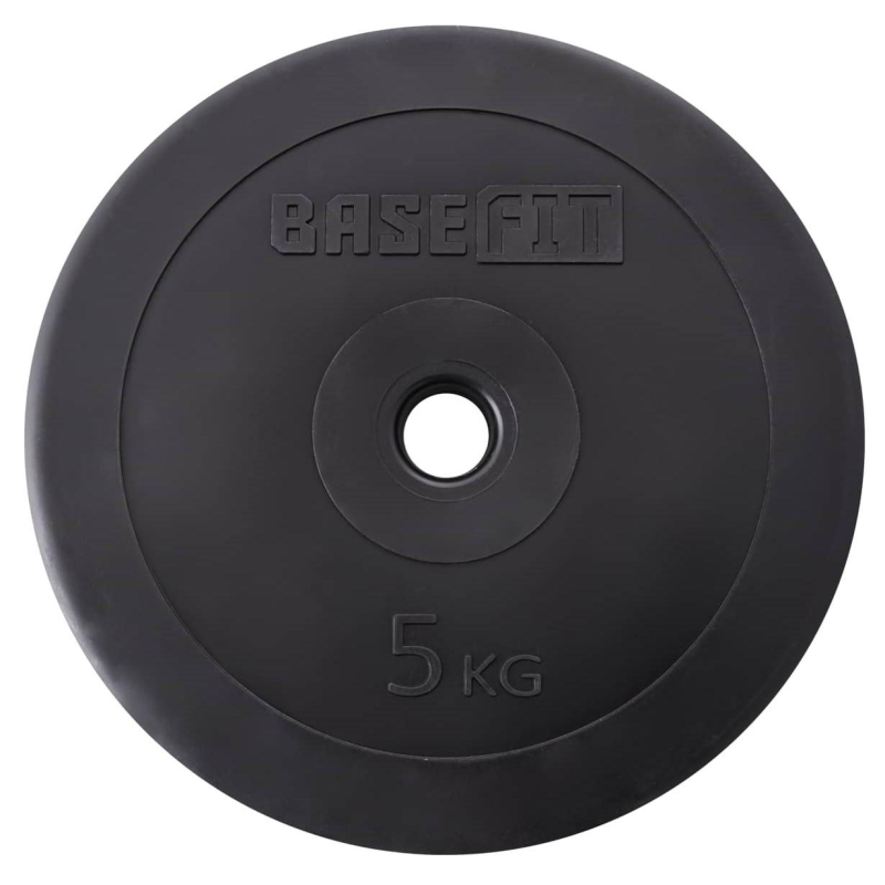 Диск пластиковый BASEFIT BB-203 5 кг, d=26 мм, черный, УТ-00019755