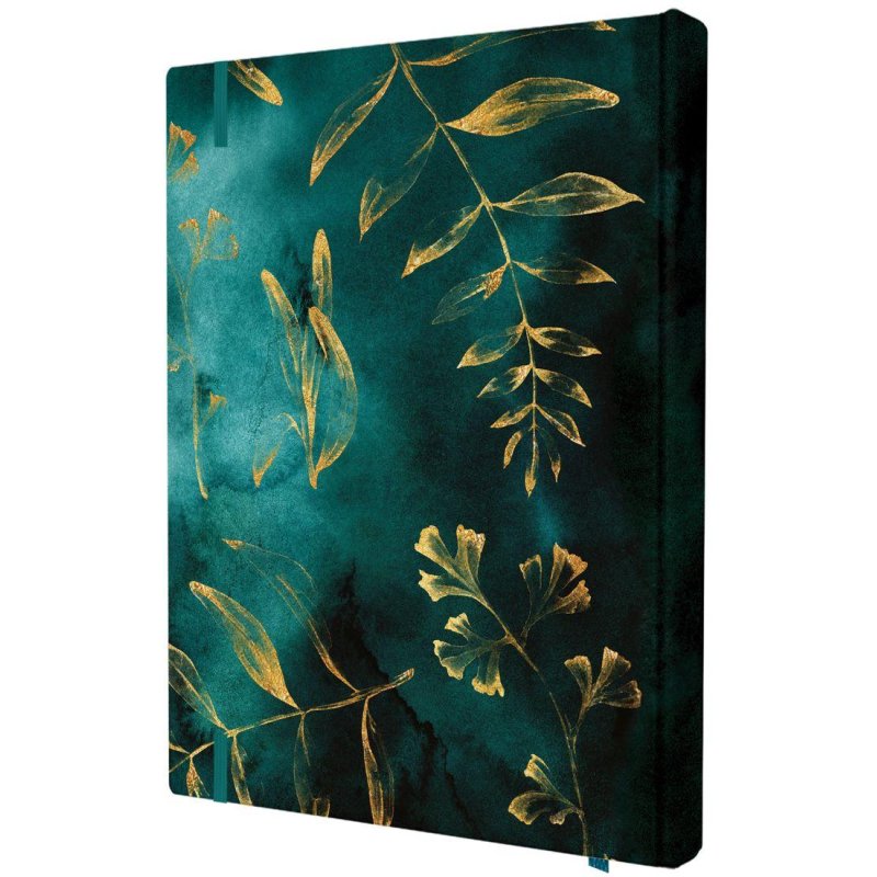 Блокнот Floral А5 96л. клетка, обл. тв. лам. картон, сшивка, резинка, зелен