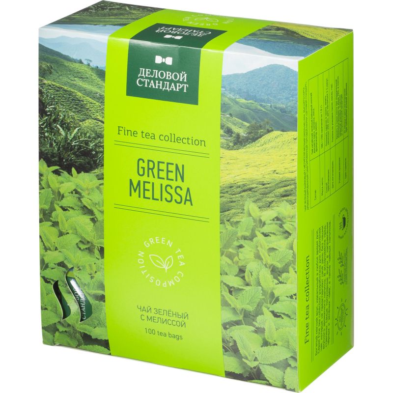 Чай Деловой Стандарт Green melissa зелен. с мелиссой 100 пакx2гр