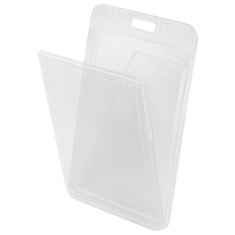 Бейдж вертикальный (85×54 мм), прозрачный, ЗАЩИТА ОТ ВЛАГИ И ПЫЛИ, BRAUBERG EXTRA