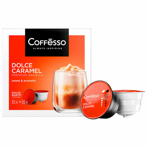 Кофе в капсулах COFFESSO «Dolce Caramel» для кофемашин Dolce Gusto, 16 порций