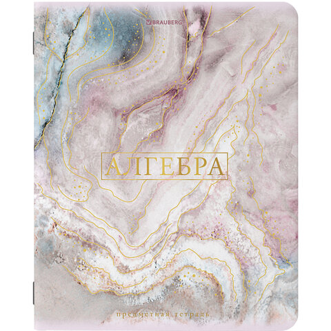 превью Тетрадь предметная «PASTEL» 48 л., SoftTouch, фольга, АЛГЕБРА, клетка, BRAUBERG