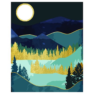 Картина по номерам на холсте ТРИ СОВЫ «Золотая ночь», 40×50, с поталью, акриловыми красками и кистями
